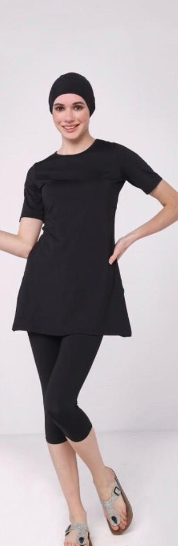 Burkini Schwarz Kurz