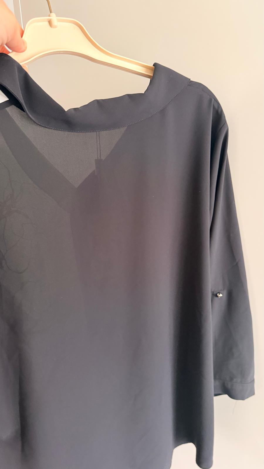 Bluse Schwarz-Weiss Floral