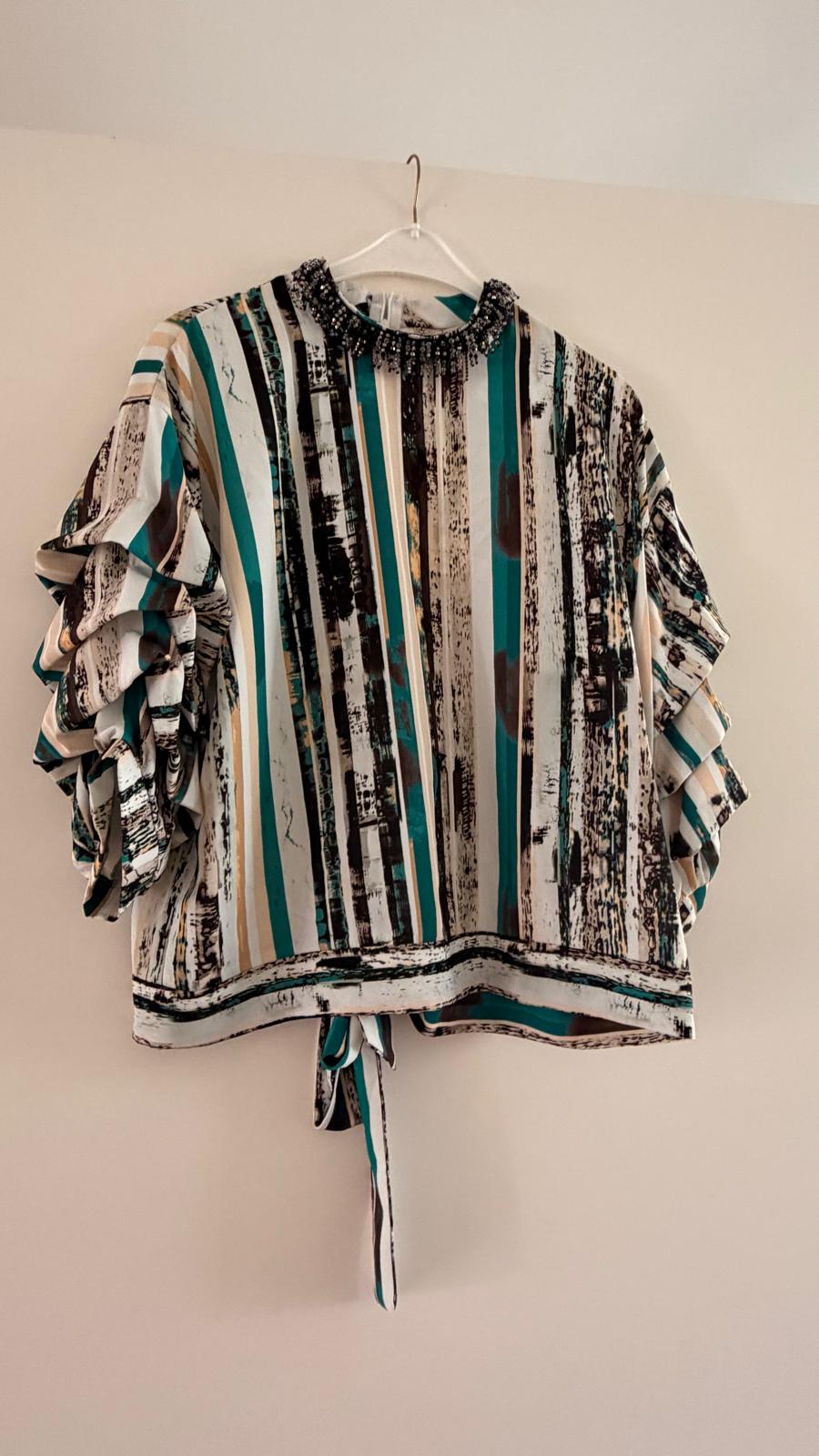 Bluse Streifen Blau-Creme-Schwarz
