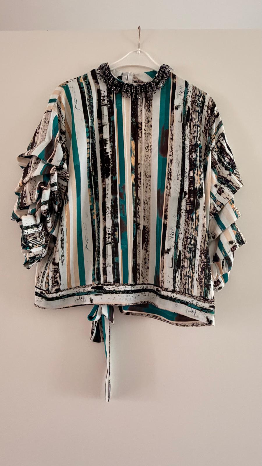 Bluse Streifen Blau-Creme-Schwarz