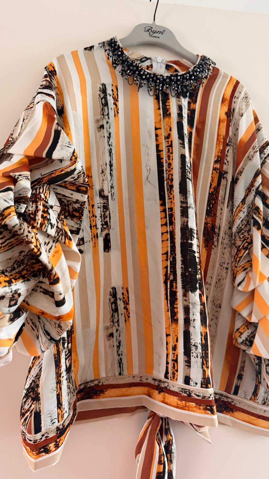 Bluse Streifen Braun-Ocker