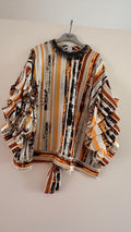 Bluse Streifen Braun-Ocker