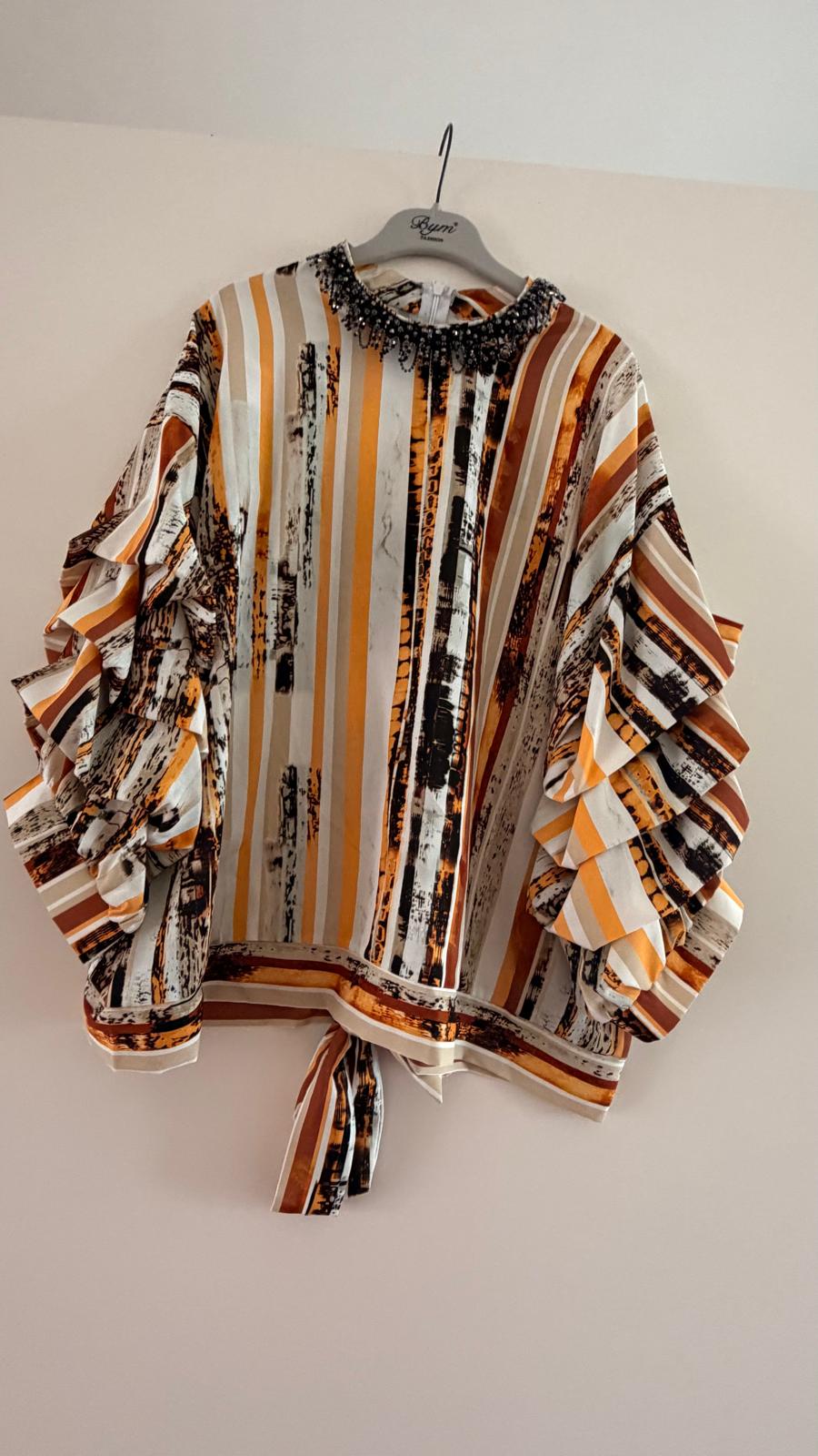 Bluse Streifen Braun-Ocker