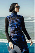 Burkini Blau-Schwarz mit hohem Kragen