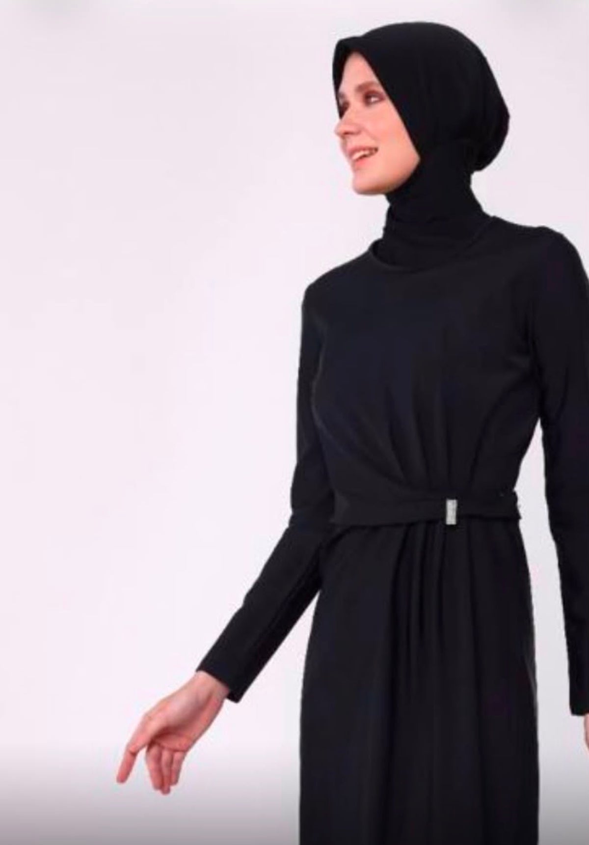 Burkini Schwarz mit Taillengürtel