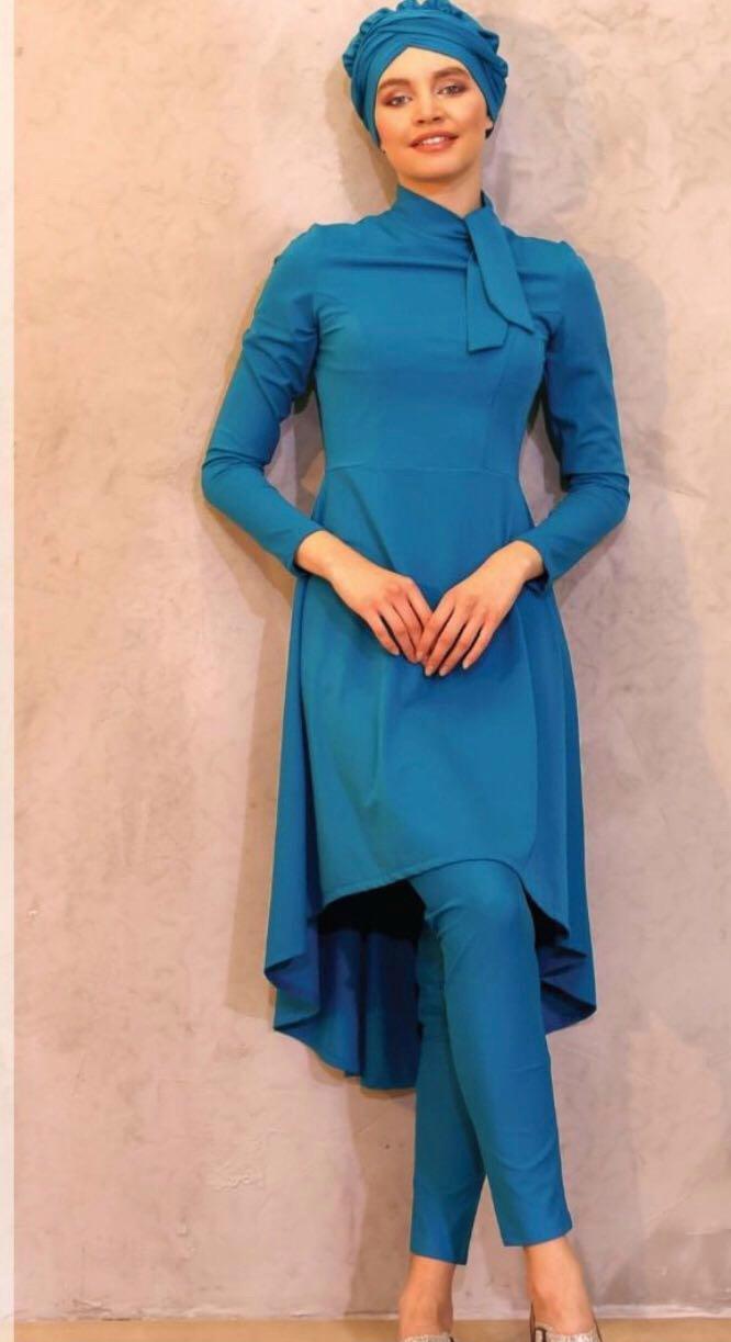 Burkini Türkis-Blau tailliert