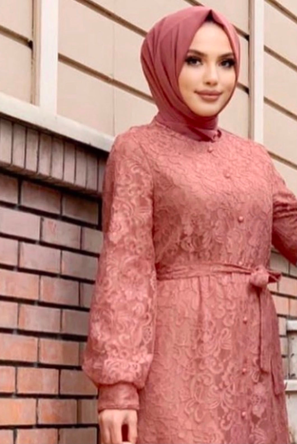 Spitzenkleid Rosé Maxi