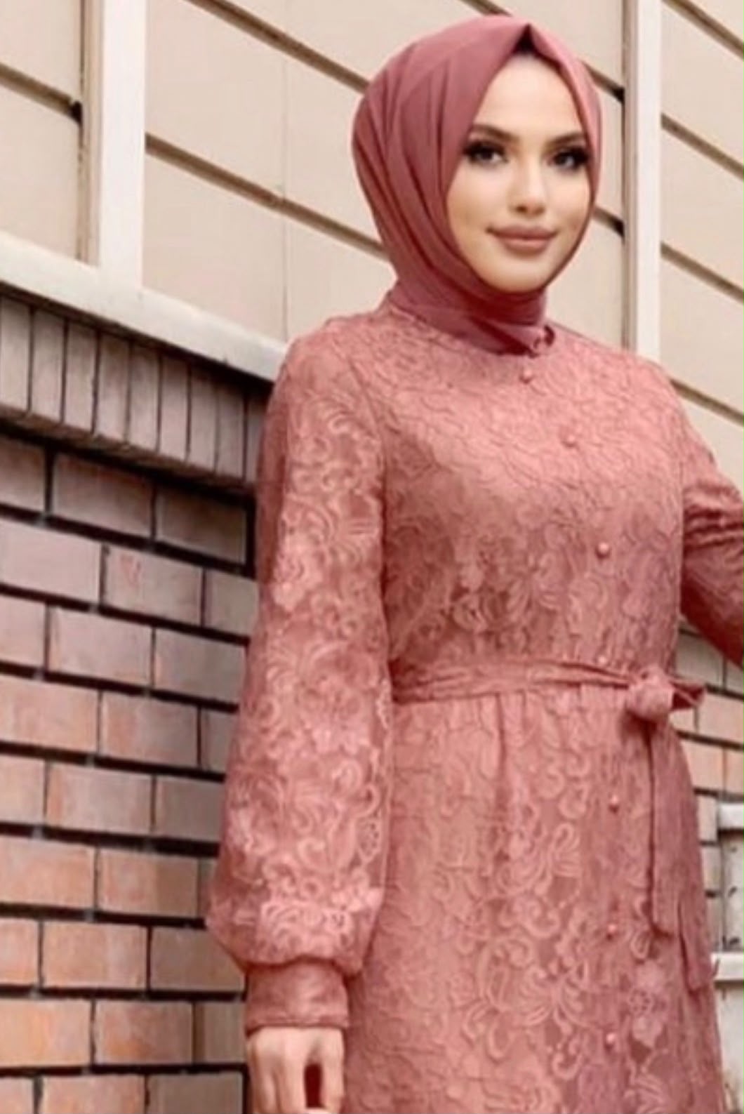 Spitzenkleid Rosé Maxi