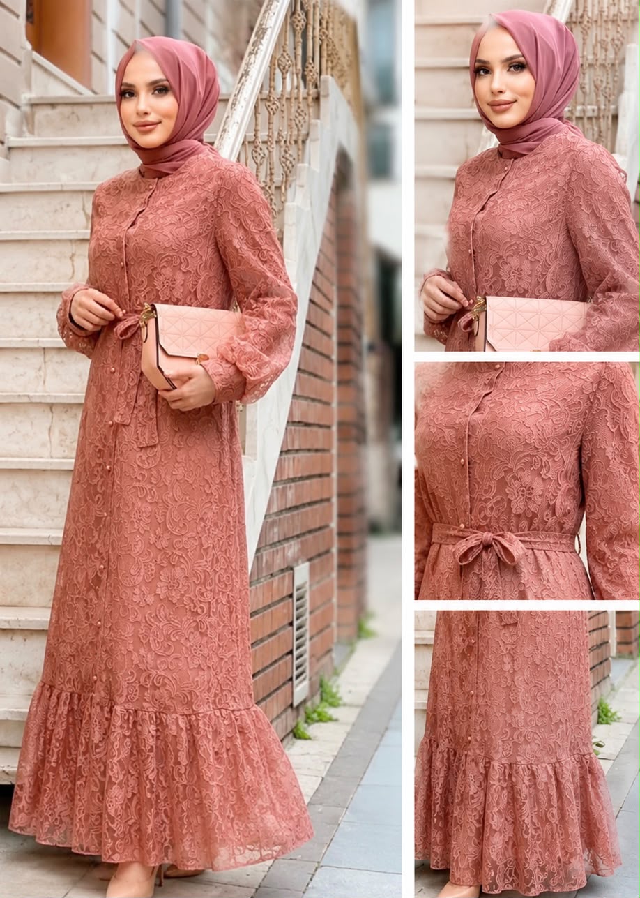 Spitzenkleid Rosé Maxi