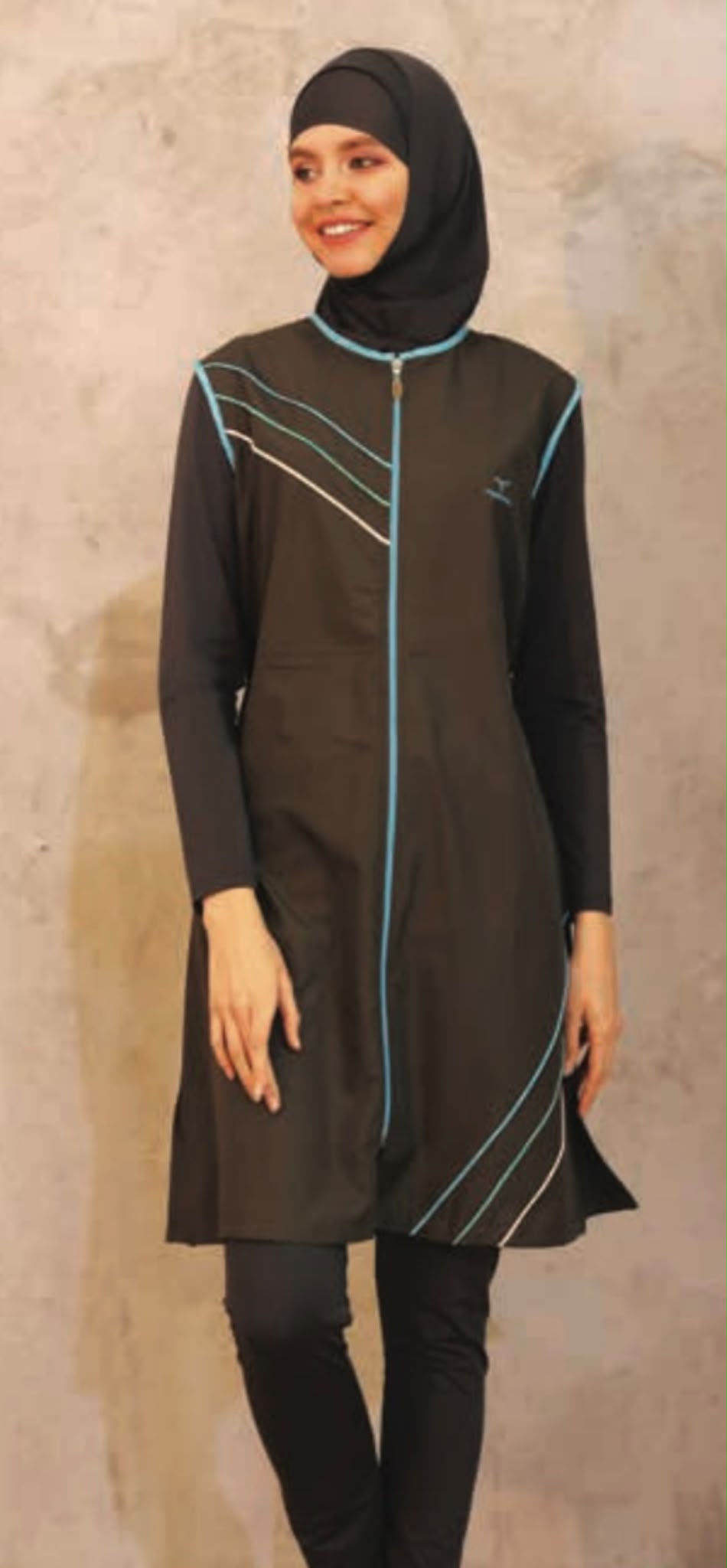 Burkini Grau-Schwarz Elegant
